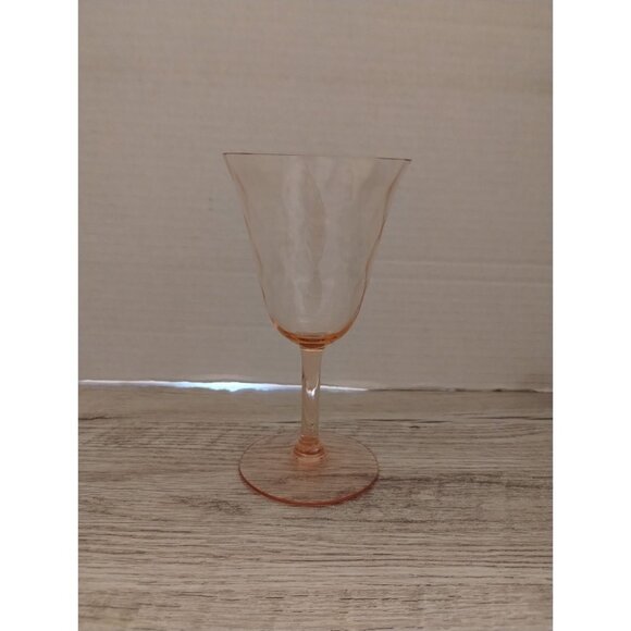 Tiffin Glass Company Diamond Optic Pink Wine Glass 6.5" Depression Era Stemware - Picture 1 of 3